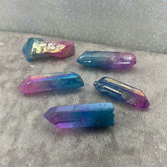 Aura quartz halo angel cotton candy crystal pink blue ombrΓ© electroplated π - Picture 16 of 16